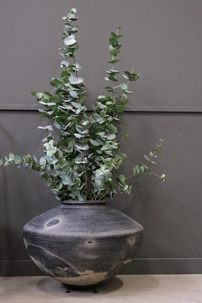 Large Clay Pot on Iron Stand – Earthbound Elegance