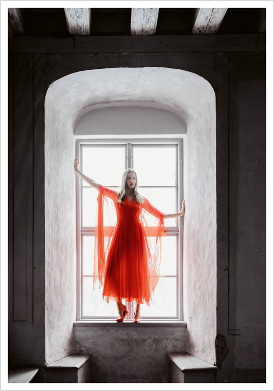 Fashion girl in window