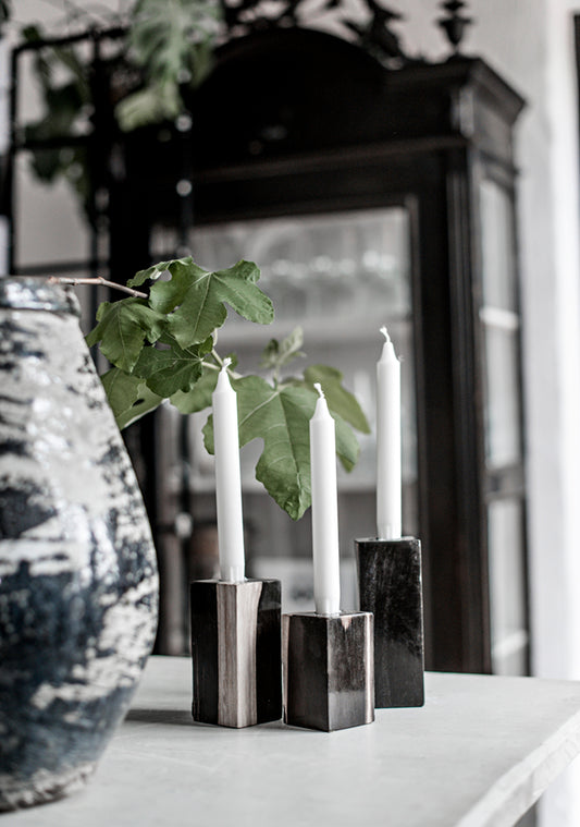 Ancient Light — Rectangular Candle Holders in Petrified Wood