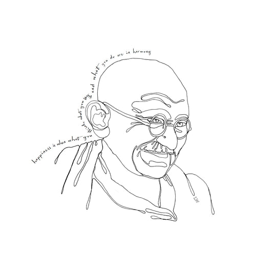 LW Ikoner Illustration - Mahatma Gandhi 30x30 cm