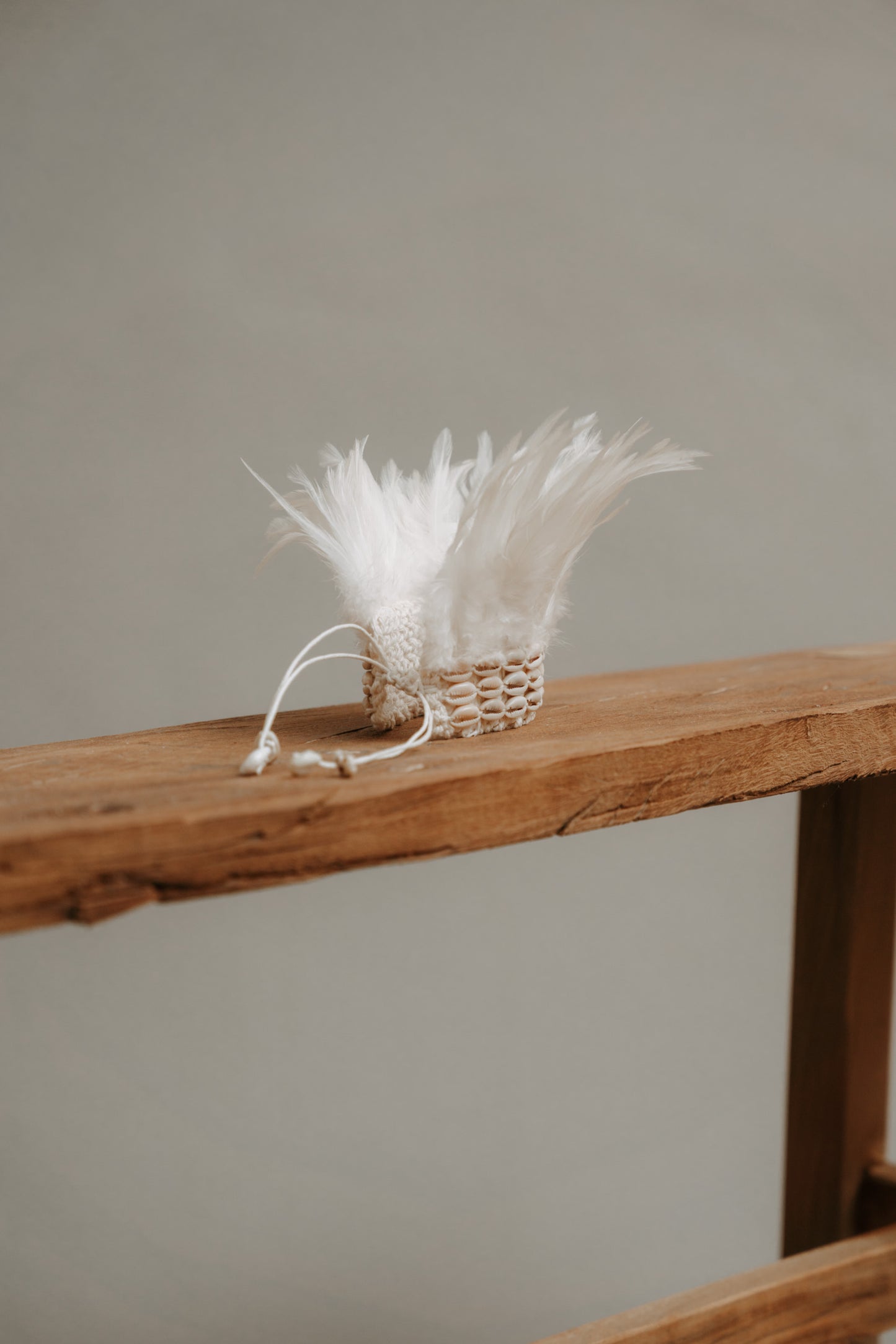 White Crocheted Shell and Feather Bracelet – Wild at Heart