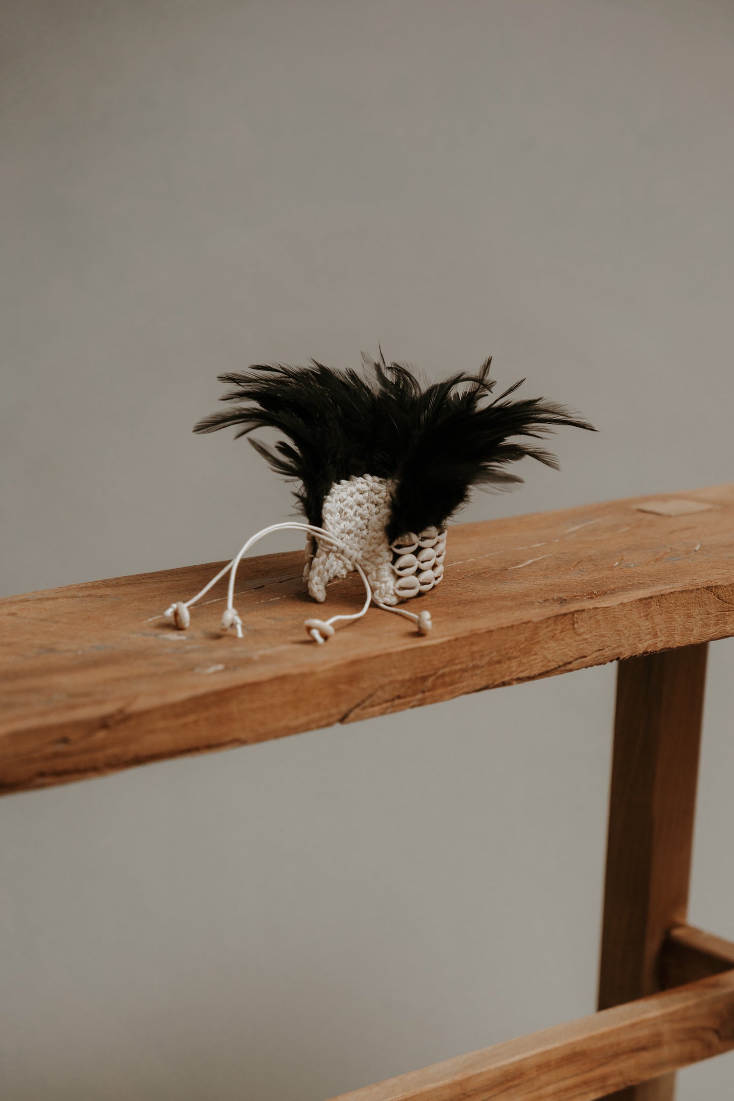 Black Crocheted Shell and Feather Bracelet – Wild at Heart