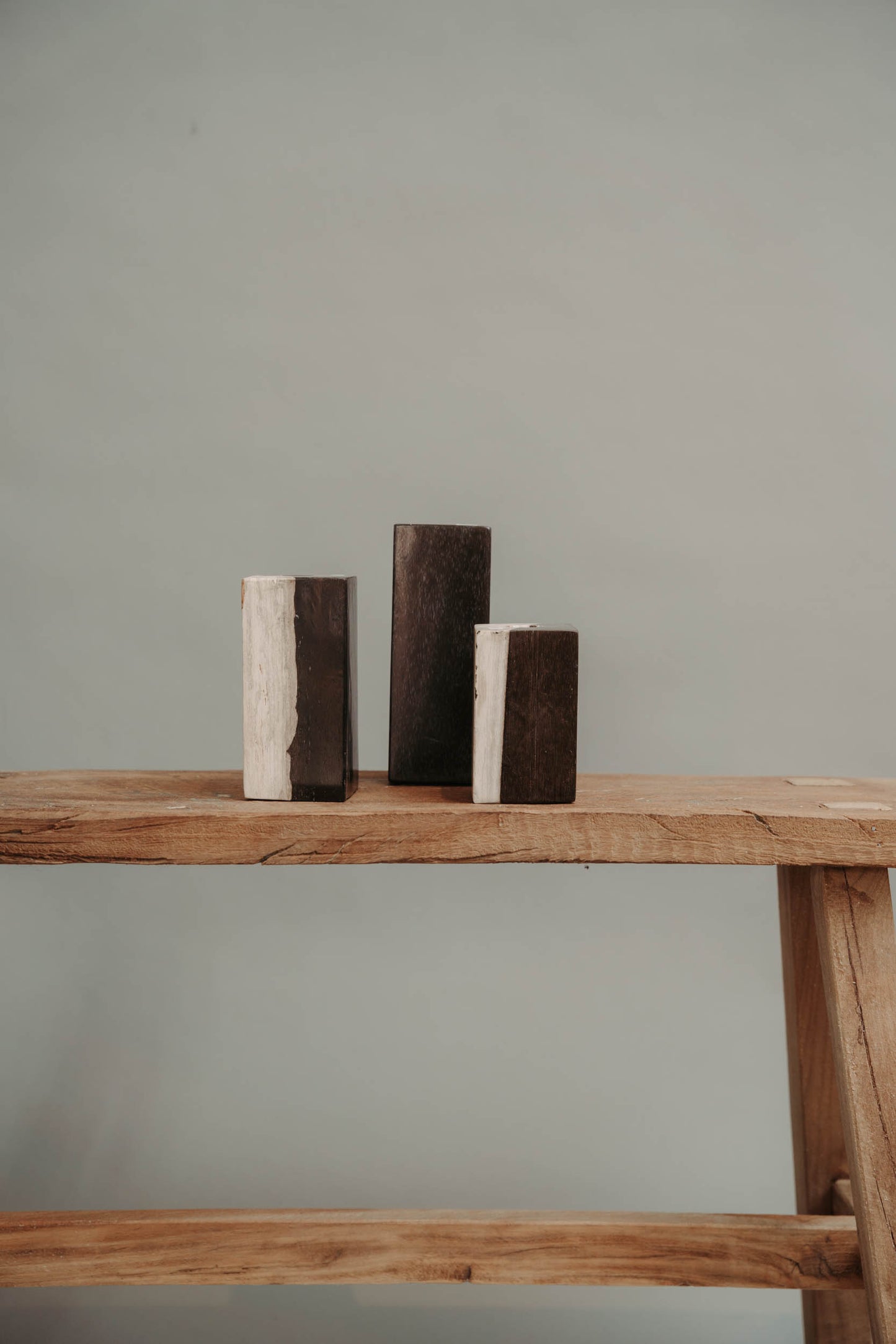 Ancient Light — Rectangular Candle Holders in Petrified Wood