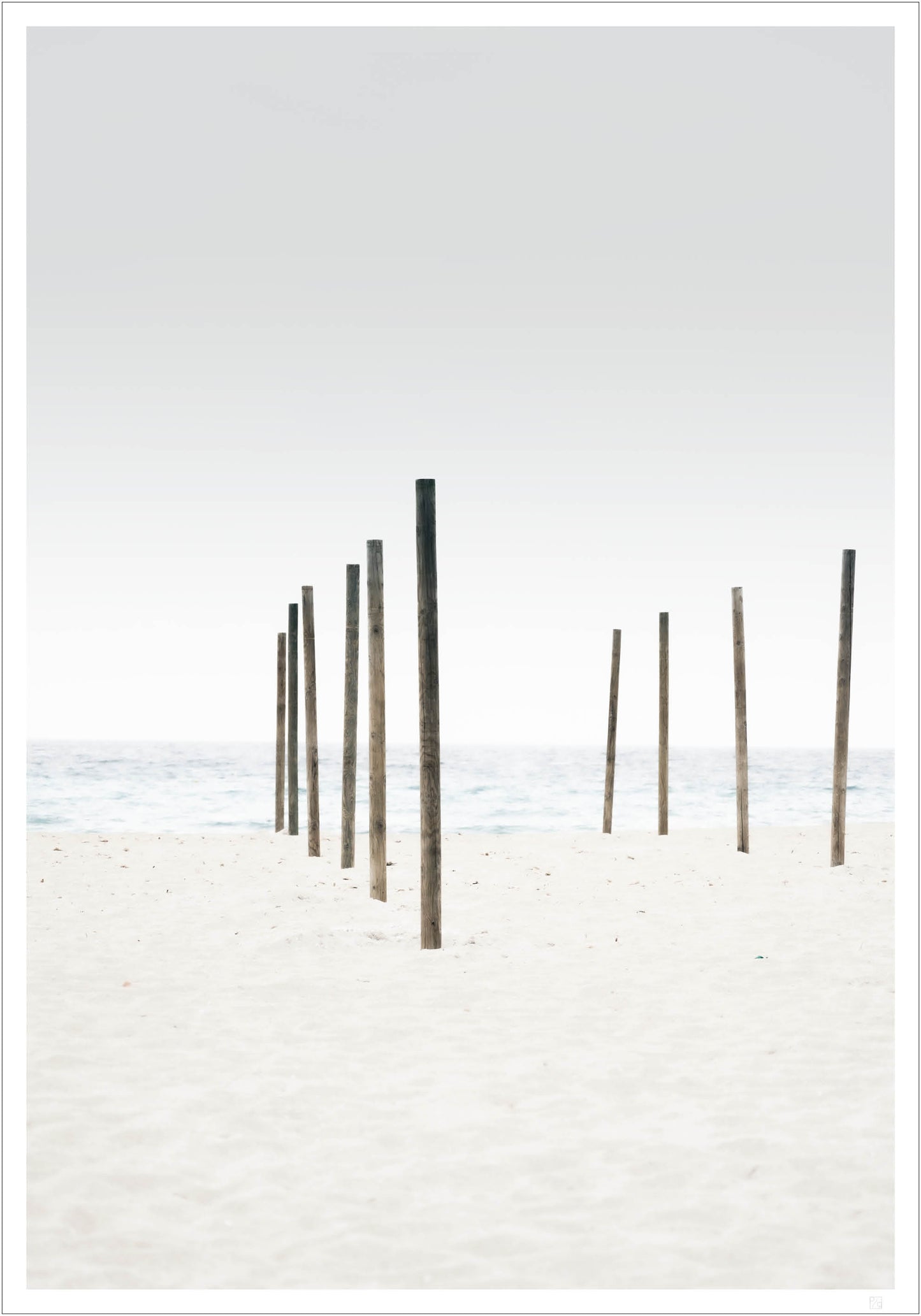 Parasol pillars on the beach