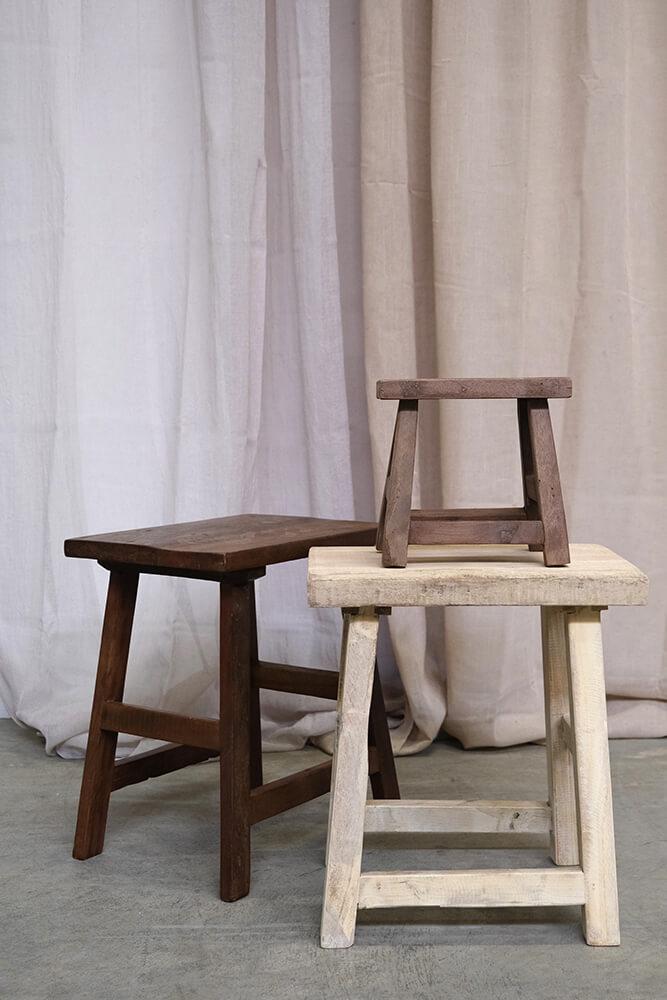 Stool in light recycled wood